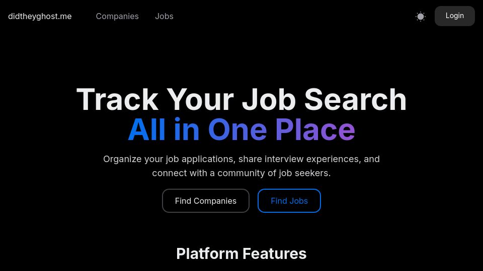 Screenshot of didtheyghost.me: Show HN: I built didtheyghost.me, open-source tool for your next job search