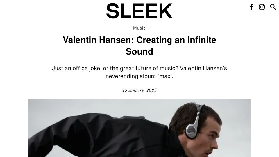 Screenshot of sleek-mag.com: Valentin Hansen: Creating an Infinite Sound