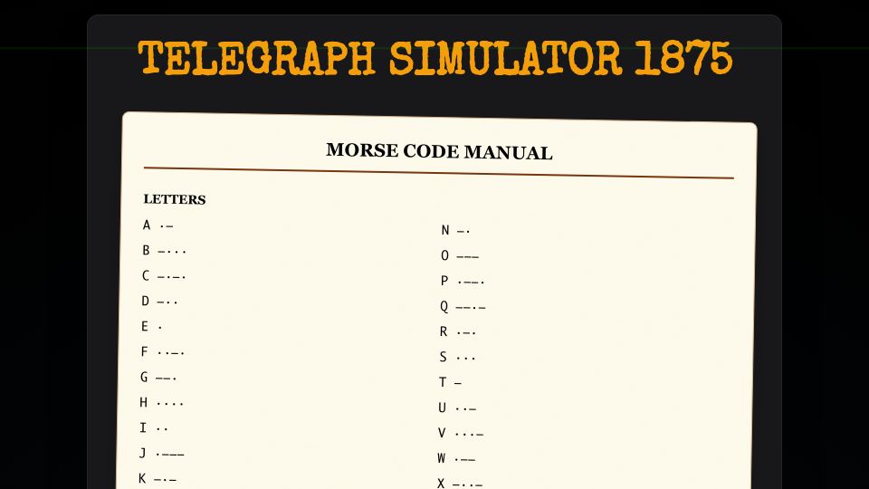 Screenshot of telegraph.13ug1mb.com: Show HN: I Built a Telegraph Simulator