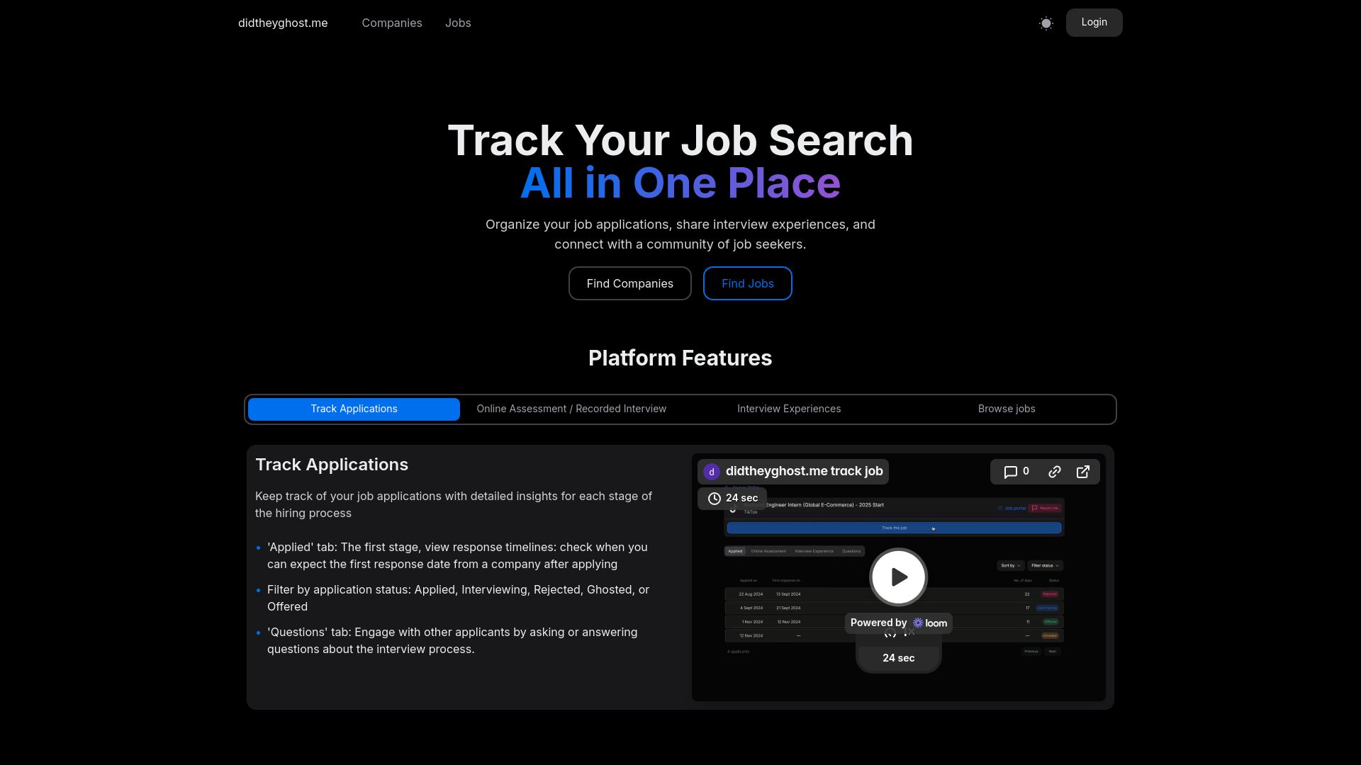 Screenshot of didtheyghost.me: Show HN: I built didtheyghost.me, open-source tool for your next job search