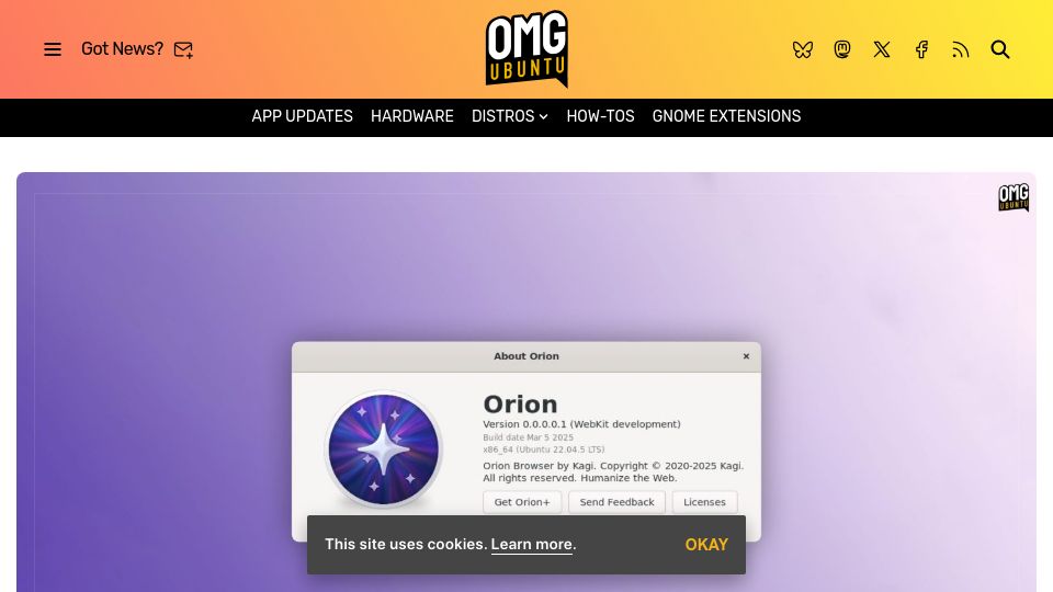 Screenshot of omgubuntu.co.uk: Kagi Is Bringing Orion Web Browser to Linux
