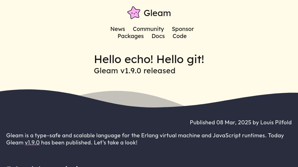Screenshot of gleam.run: Gleam v1.9