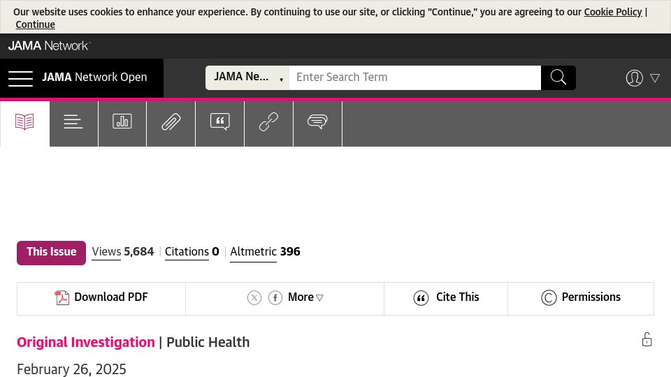 Screenshot of jamanetwork.com: Social Media Posts About Medical Tests with Potential for Overdiagnosis