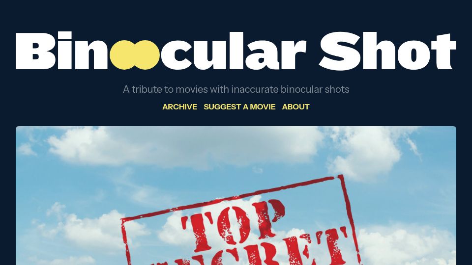 Screenshot of binocularshot.com: Binocular Shot