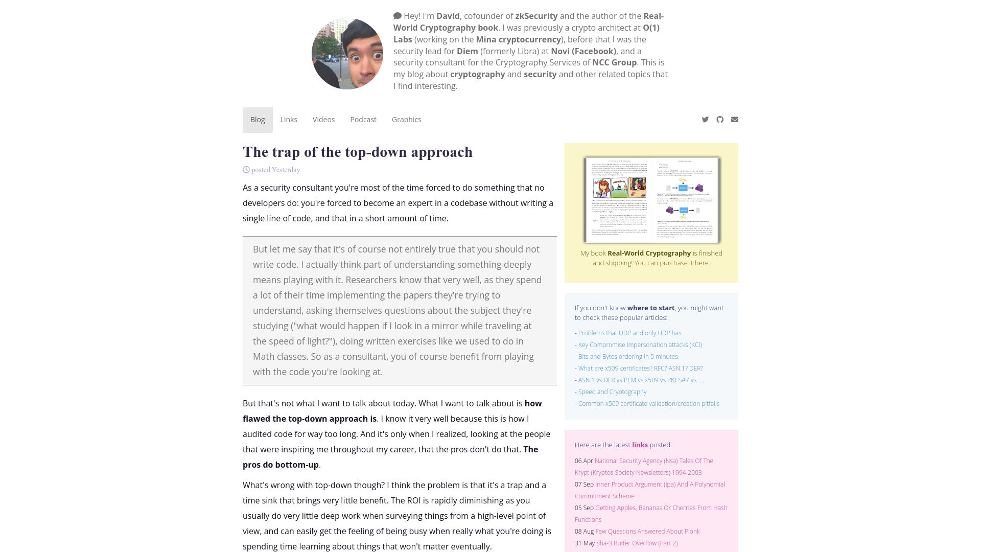 Screenshot of cryptologie.net: The trap of the top-down approach