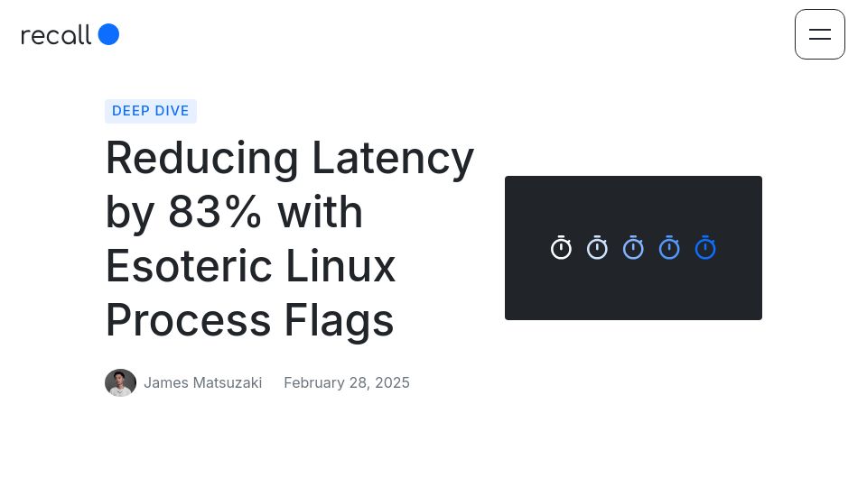 Screenshot of recall.ai: Reducing latency with esoteric Linux process flags