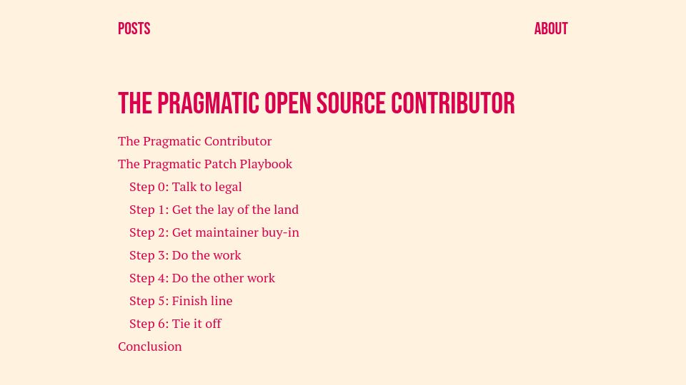 Screenshot of diurnal.st: The Pragmatic Open Source Contributor