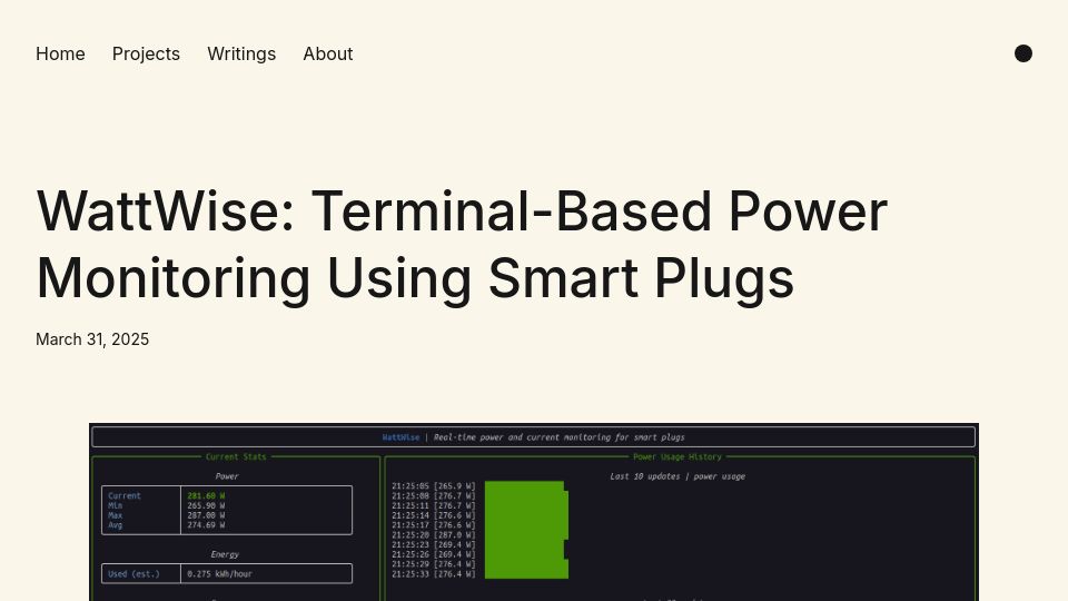 Screenshot of naveen.ing: Show HN: Terminal dashboard that throttles my PC during peak electricity rates