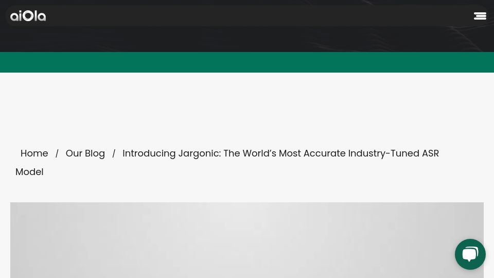 Screenshot of aiola.ai: Jargonic: Industry-Tunable ASR Model