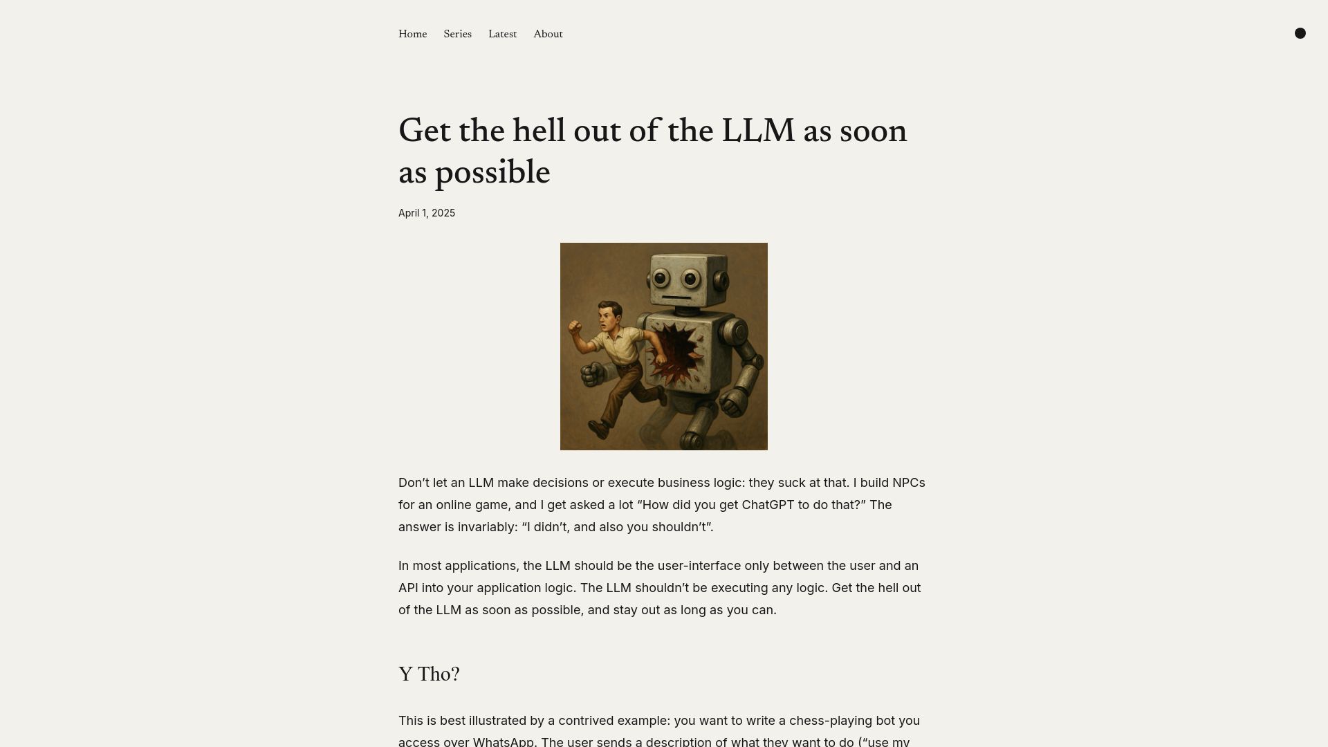 Screenshot of sgnt.ai: Don’t let an LLM make decisions or execute business logic
