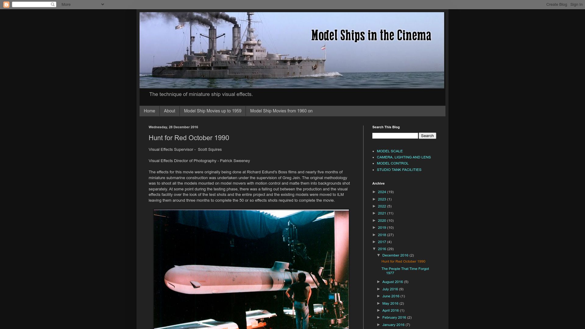 Screenshot of modelshipsinthecinema.com: Hunt for Red October 1990 (2016)