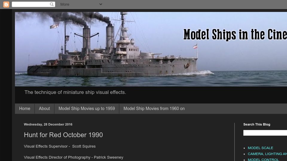 Screenshot of modelshipsinthecinema.com: Hunt for Red October 1990 (2016)