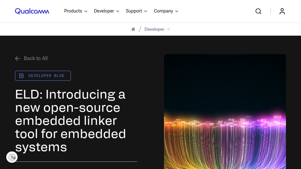 Screenshot of qualcomm.com: ELD: A new open-source embedded linker tool for embedded systems
