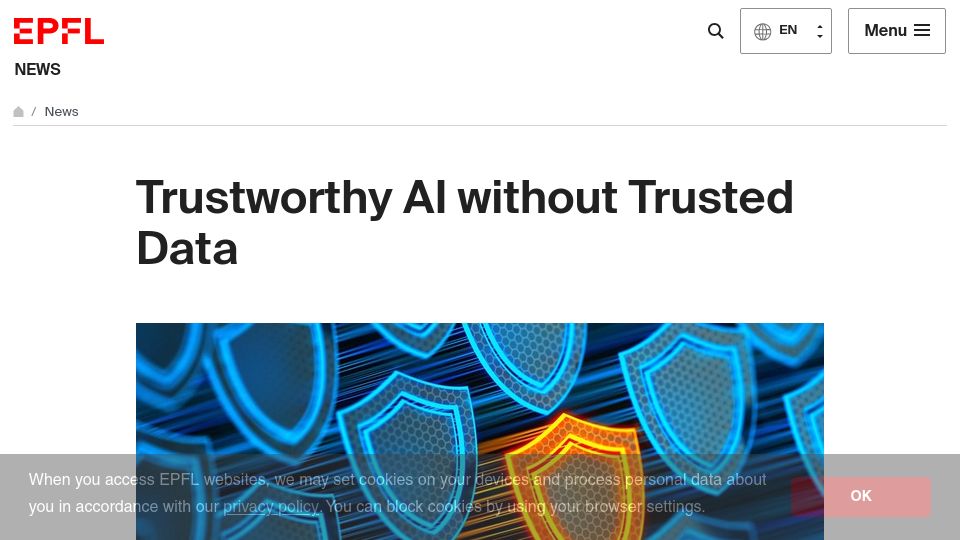 Screenshot of actu.epfl.ch: Trustworthy AI Without Trusted Data