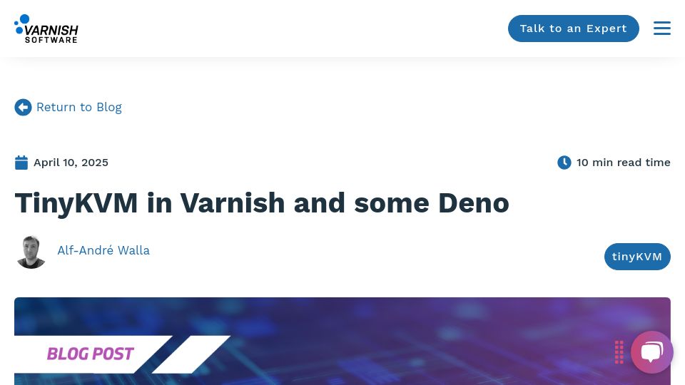 Screenshot of info.varnish-software.com: Deno Under TinyKVM in Varnish