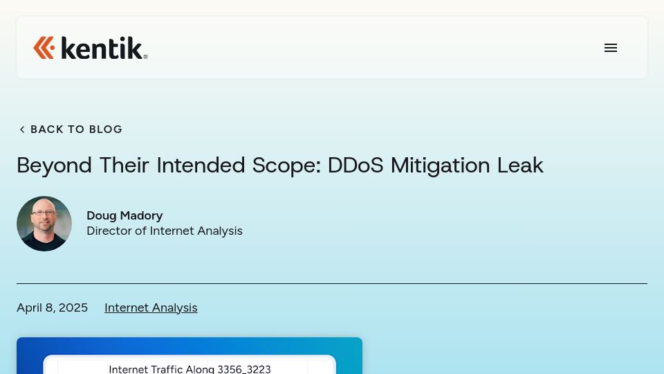 Screenshot of kentik.com: DDoS Mitigation Leak