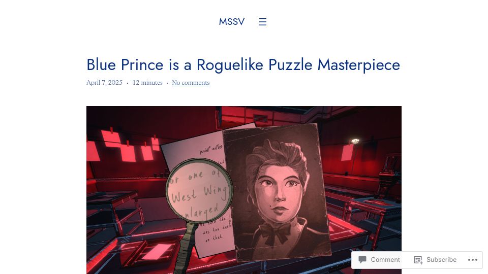 Screenshot of mssv.net: Blue Prince is a roguelike puzzle masterpiece
