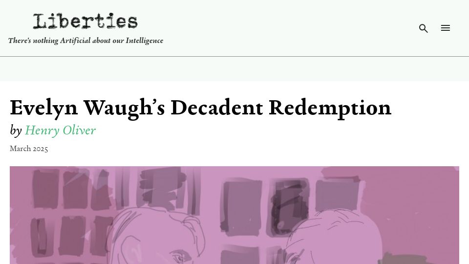 Screenshot of libertiesjournal.com: Evelyn Waugh’s Decadent Redemption
