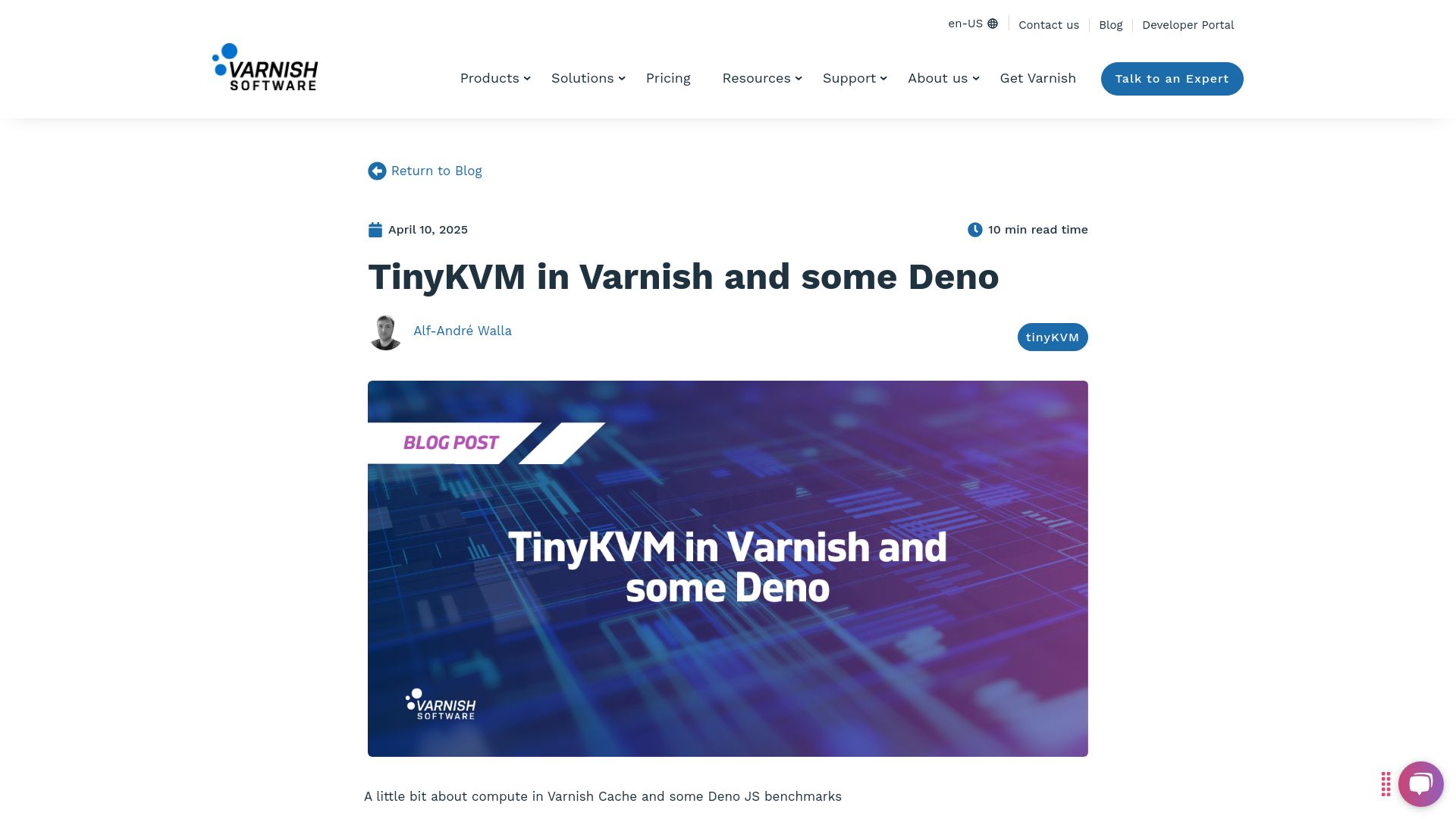 Screenshot of info.varnish-software.com: Deno Under TinyKVM in Varnish