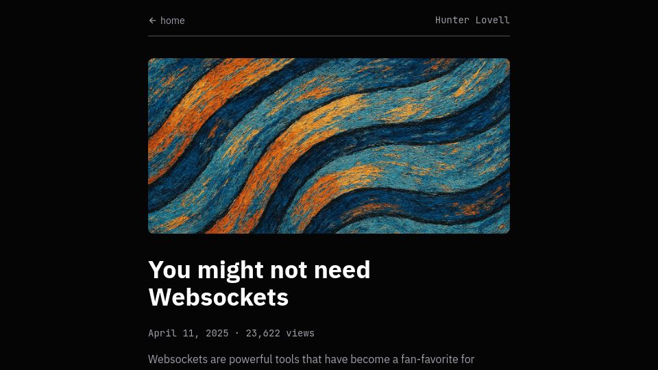 Screenshot of hntrl.io: You might not need WebSockets