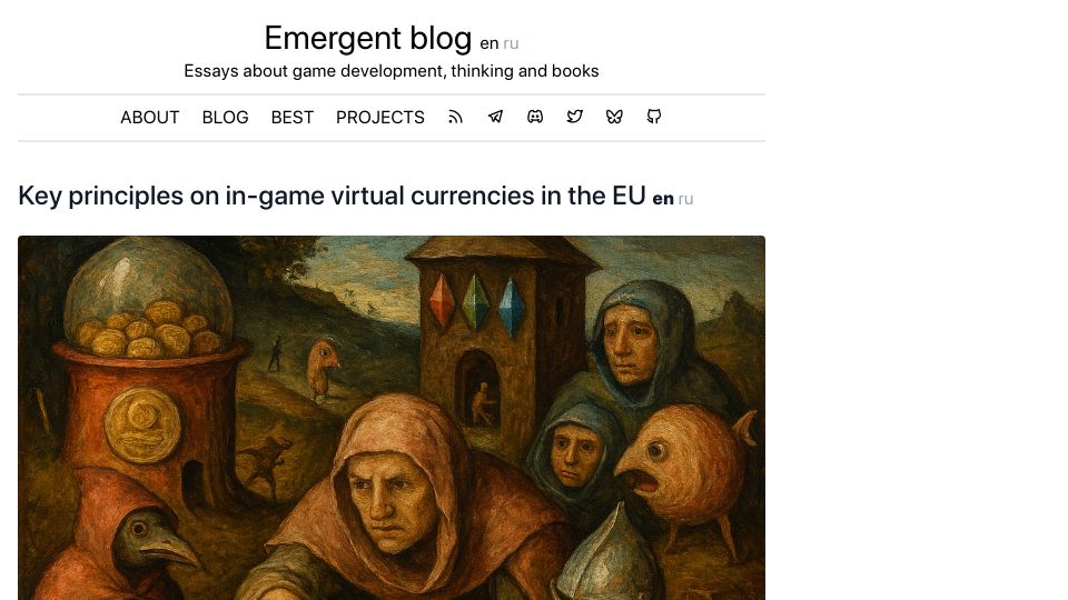 Screenshot of tiendil.org: Key principles on in-game virtual currencies in the EU