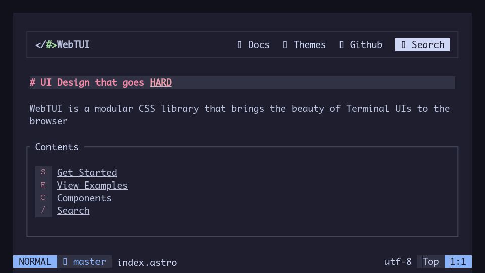 Screenshot of webtui.ironclad.sh: WebTUI – A CSS Library That Brings the Beauty of Terminal UIs to the Browser