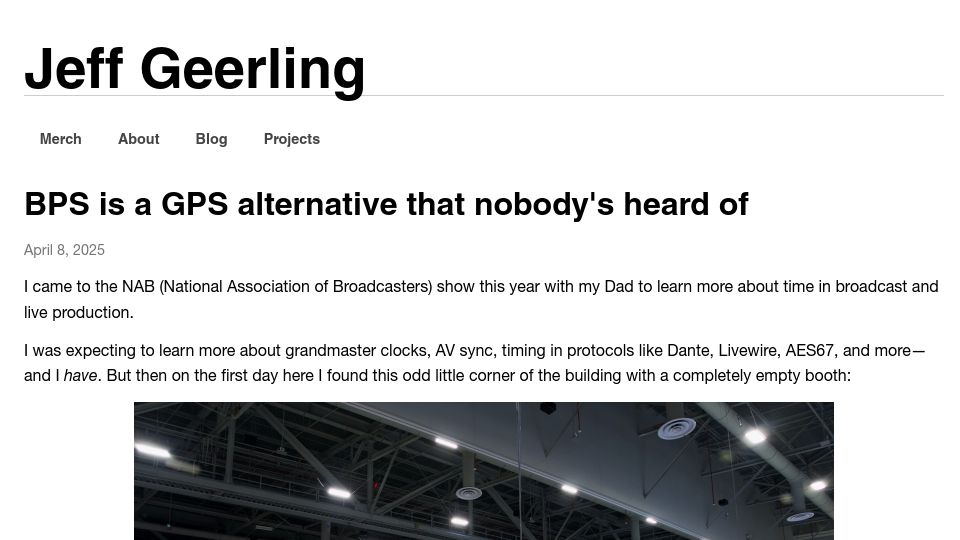 Screenshot of jeffgeerling.com: BPS is a GPS alternative that nobody's heard of
