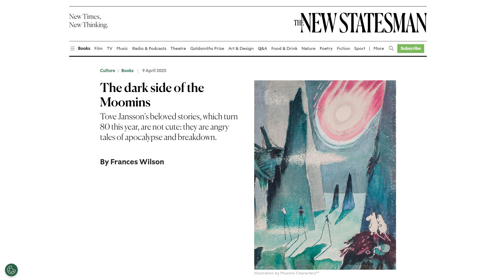 Screenshot of newstatesman.com: The dark side of the Moomins