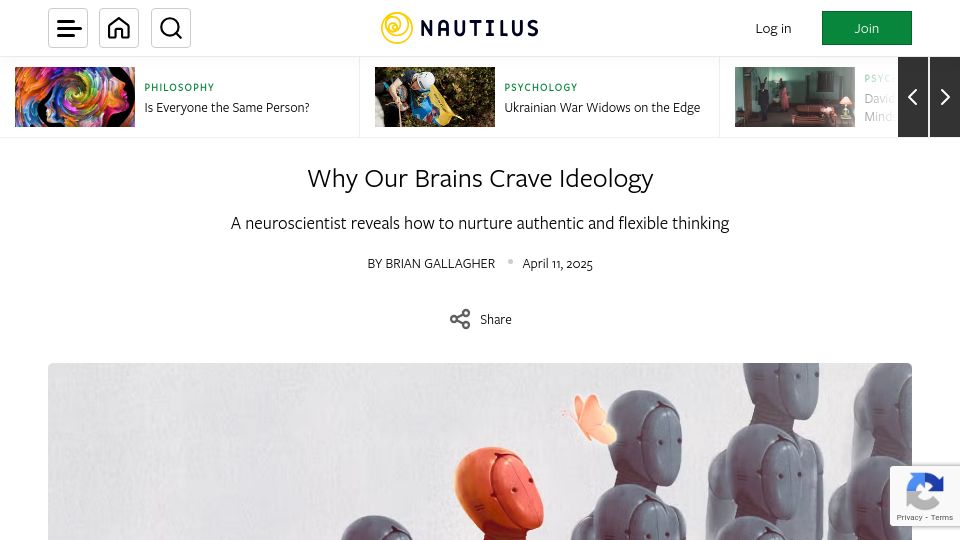 Screenshot of nautil.us: Why Our Brains Crave Ideology