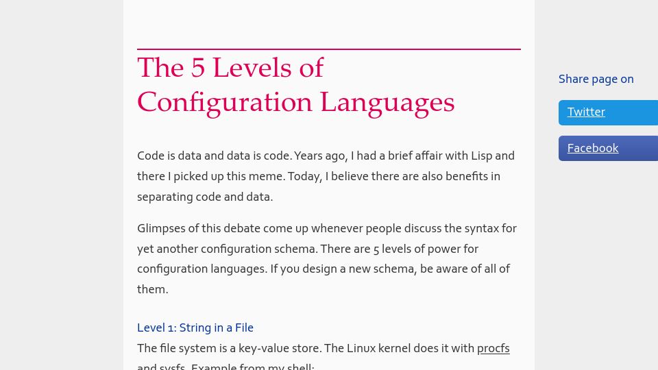 Screenshot of beza1e1.tuxen.de: Levels of configuration languages