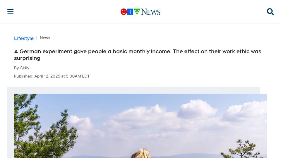 Screenshot of ctvnews.ca: Universal basic income: German experiment bring surprising results