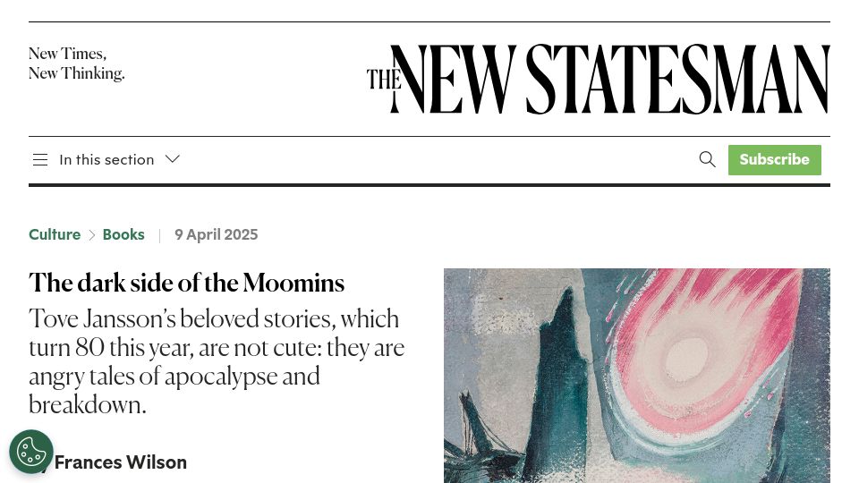 Screenshot of newstatesman.com: The dark side of the Moomins