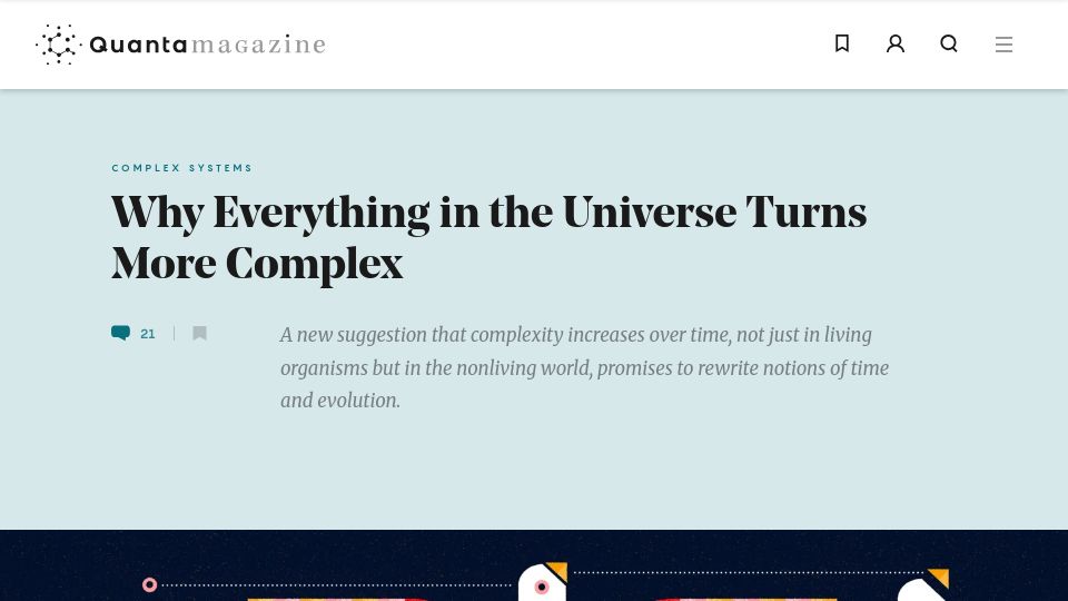 Screenshot of quantamagazine.org: Why Everything in the Universe Turns More Complex