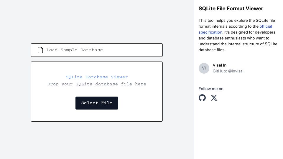 Screenshot of sqlite-internal.pages.dev: SQLite File Format Viewer