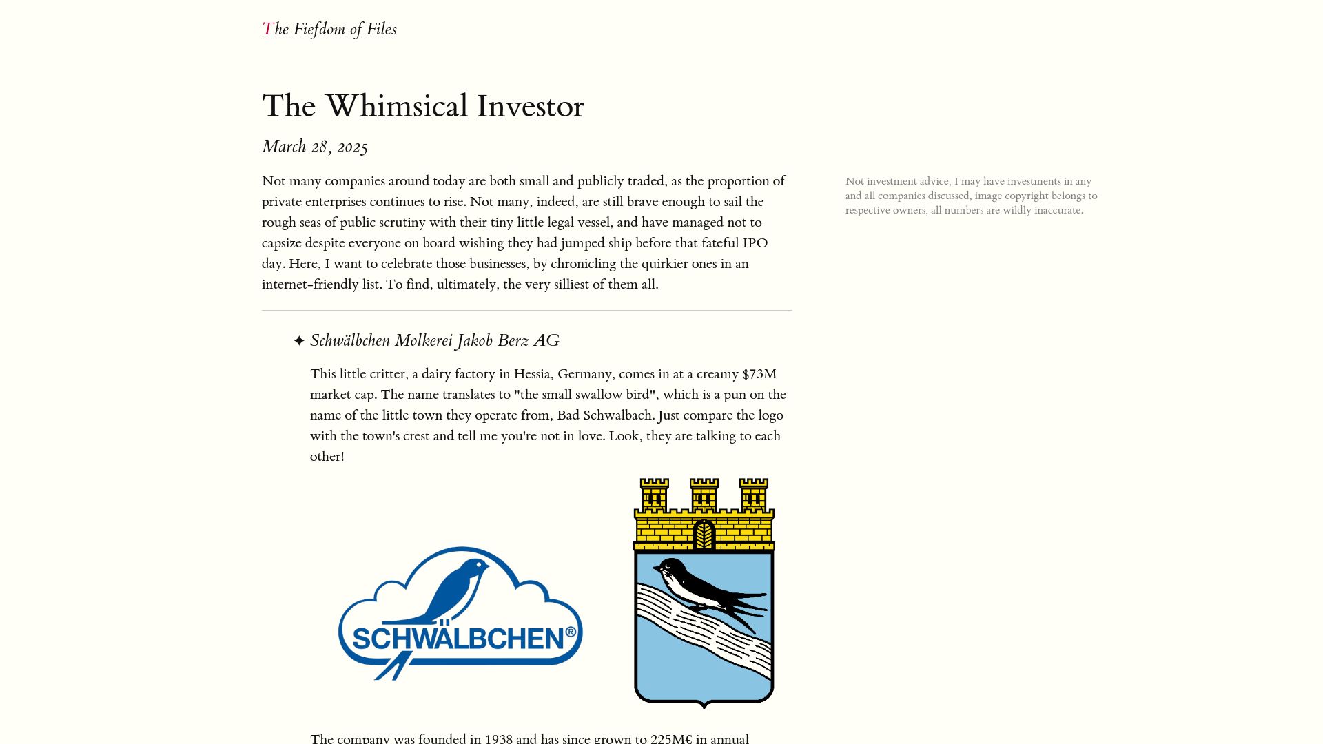 Screenshot of fi-le.net: The Whimsical Investor