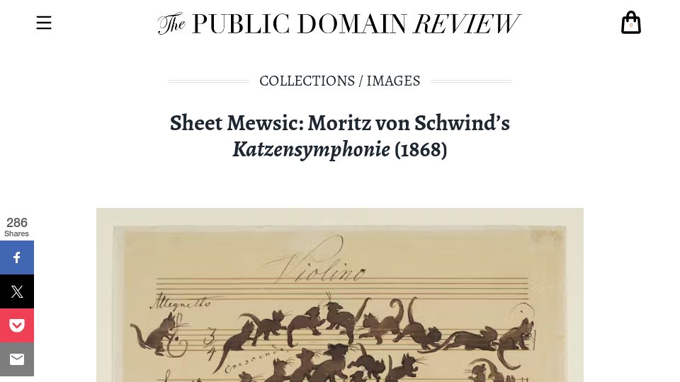 Screenshot of publicdomainreview.org: Sheet Mewsic: Moritz von Schwind's Katzensymphonie (1868)