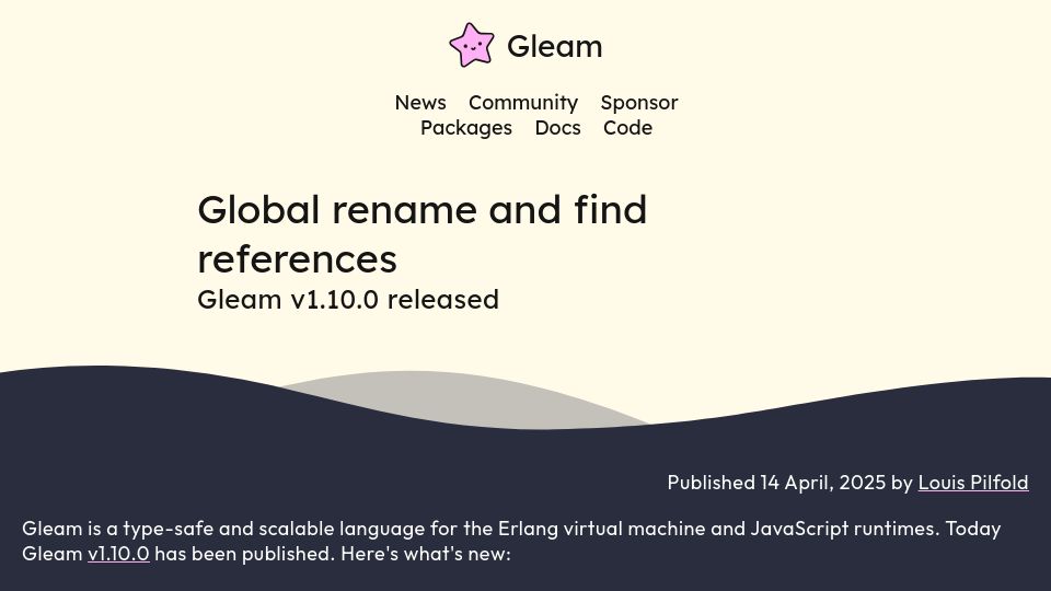 Screenshot of gleam.run: Gleam v1.10.0 Released