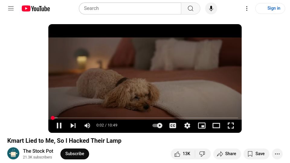 Screenshot of youtube.com: Kmart lied to me, so I hacked their lamp