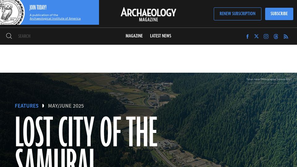 Screenshot of archaeology.org: Lost City of the Samurai