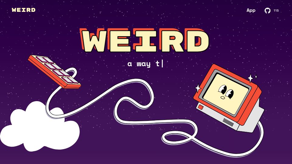 Screenshot of a.weird.one: WEIRD – a way to be on the web