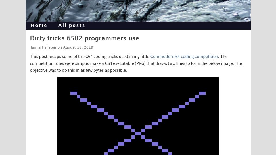 Screenshot of nurpax.github.io: Dirty tricks 6502 programmers use (2019)