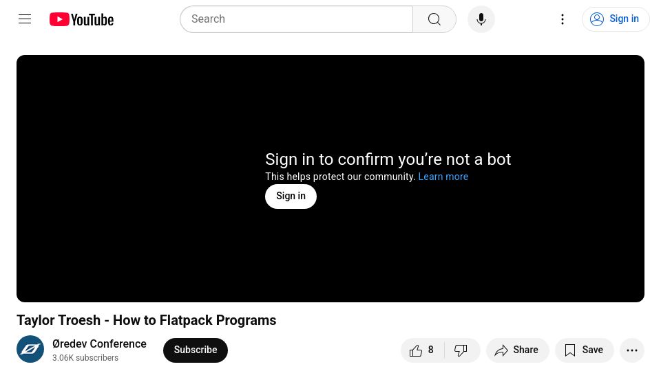 Screenshot of youtube.com: How to Flatpack Programs [video]