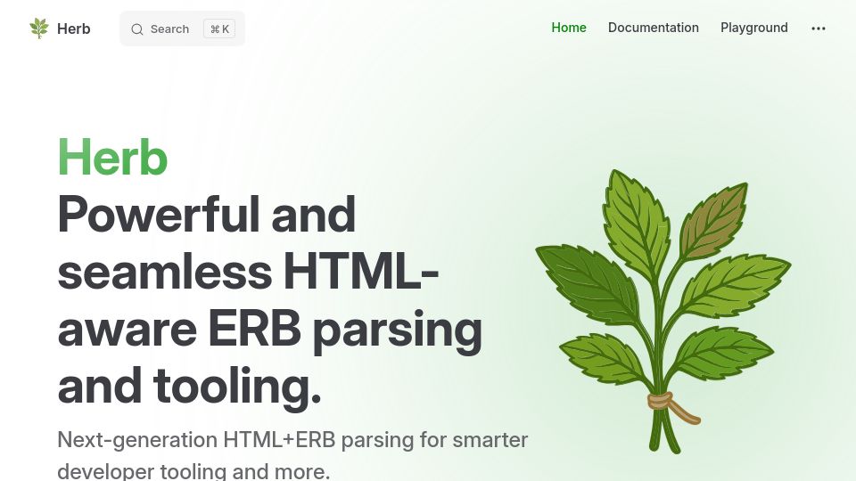 Screenshot of herb-tools.dev: Herb: Powerful and seamless HTML-aware ERB parsing and tooling