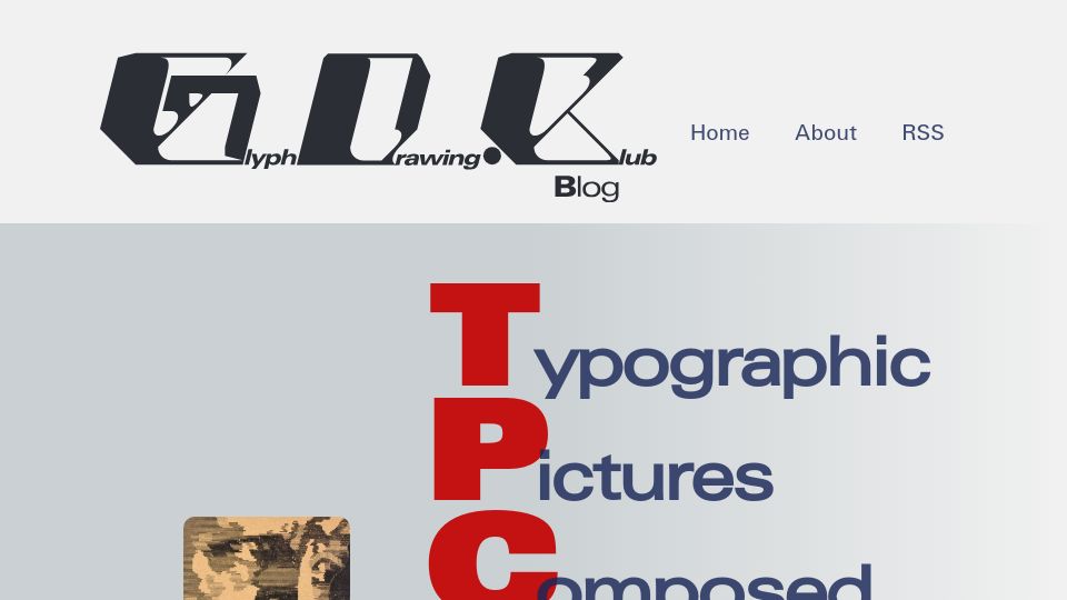 Screenshot of blog.glyphdrawing.club: Typographic Pictures Composed Entirely of Brass Rule (2024)