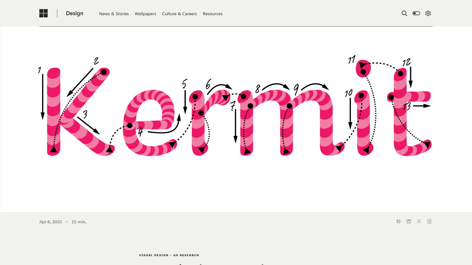 Screenshot of microsoft.design: Kermit: A typeface for kids