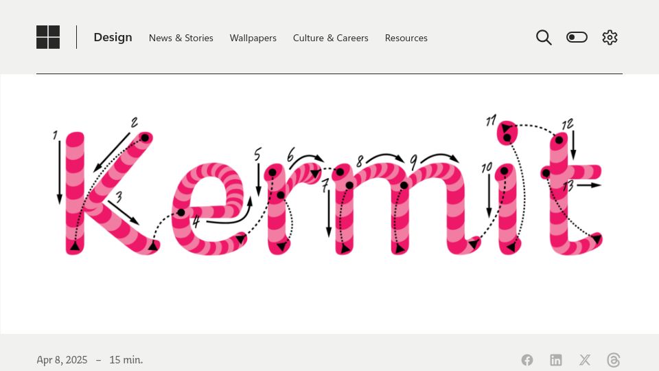 Screenshot of microsoft.design: Kermit: A typeface for kids