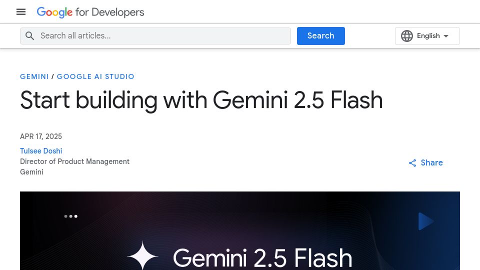 Screenshot of developers.googleblog.com: Gemini 2.5 Flash