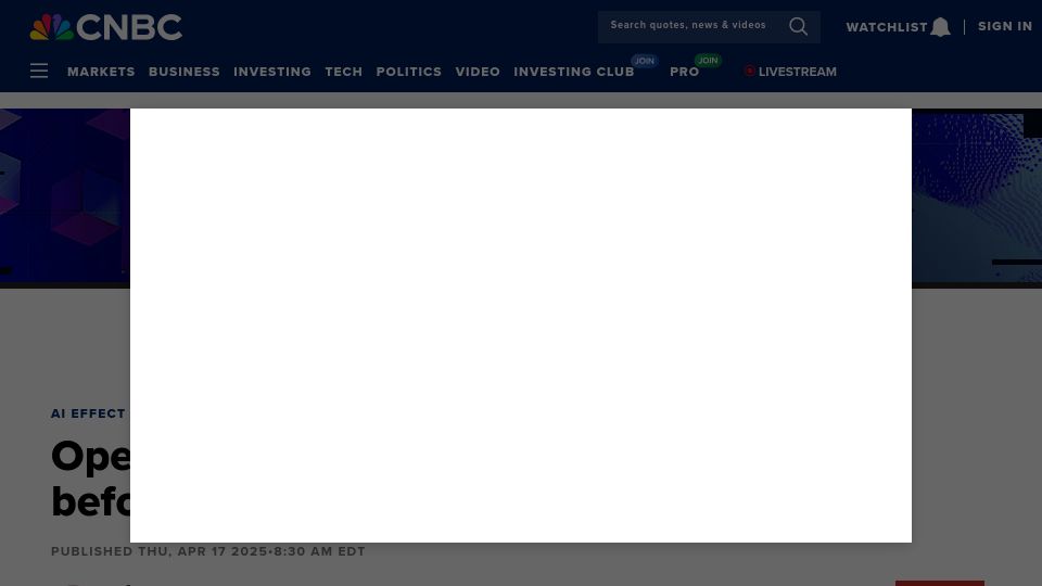 Screenshot of cnbc.com: OpenAI looked at buying Cursor creator before turning to Windsurf