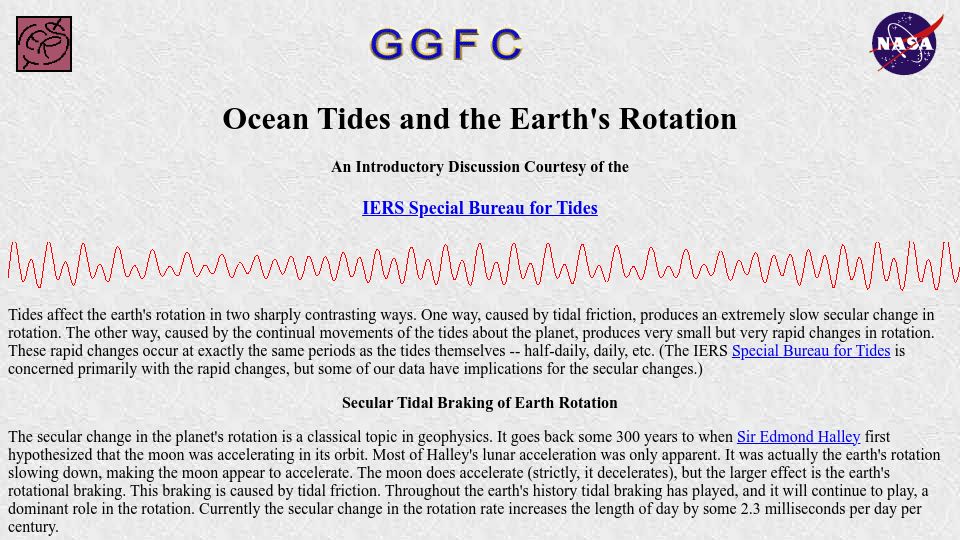 Screenshot of core2.gsfc.nasa.gov: Ocean Tides and the Earth's Rotation (2001)