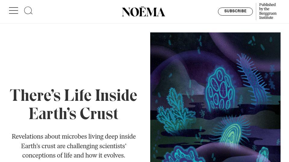 Screenshot of noemamag.com: There's Life Inside Earth's Crust